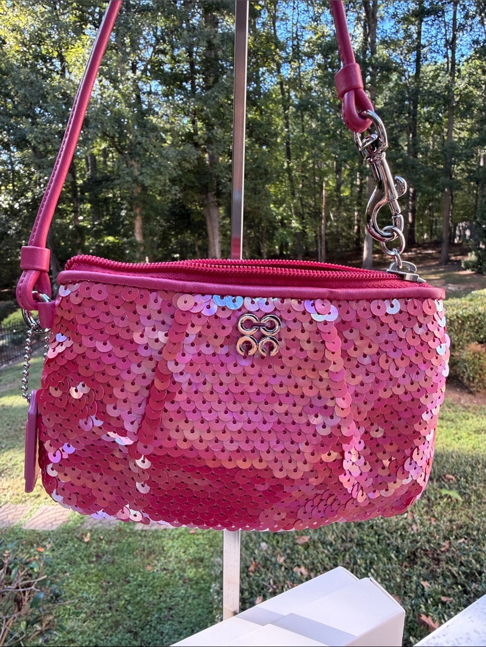 Coach Audrey Pink Sequence Small Wristlet Evening Clutch Rare NIB